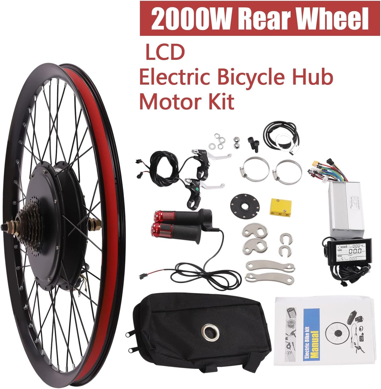 36V 350W Electric Bike Front Wheel Conversion Kit for 26" Bikes | 35 Km/H Speed with LCD Display & Controller