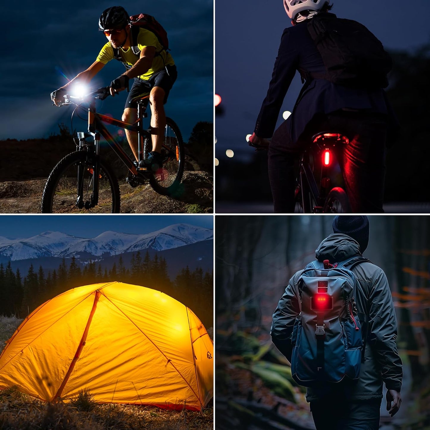 High Lumens Super Bright Bike Light for Night Riding, USB Rechargeable Bicycle Headlight, Waterproof Bike Headlight & Taillight Set for MTB Off-Road & Commuting Cycling