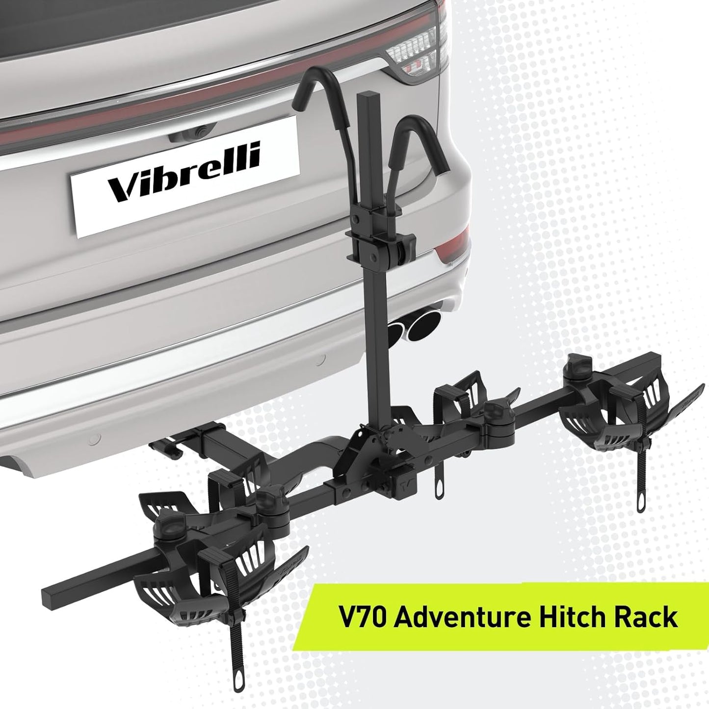 65lbs Per Bike Hitch Ebike Rack – Patented Anti-Wobble Tilting Folding Platform, 2-Inch Receiver, Fits Fat Tire Mountain Electric Road Bikes for Cars SUV