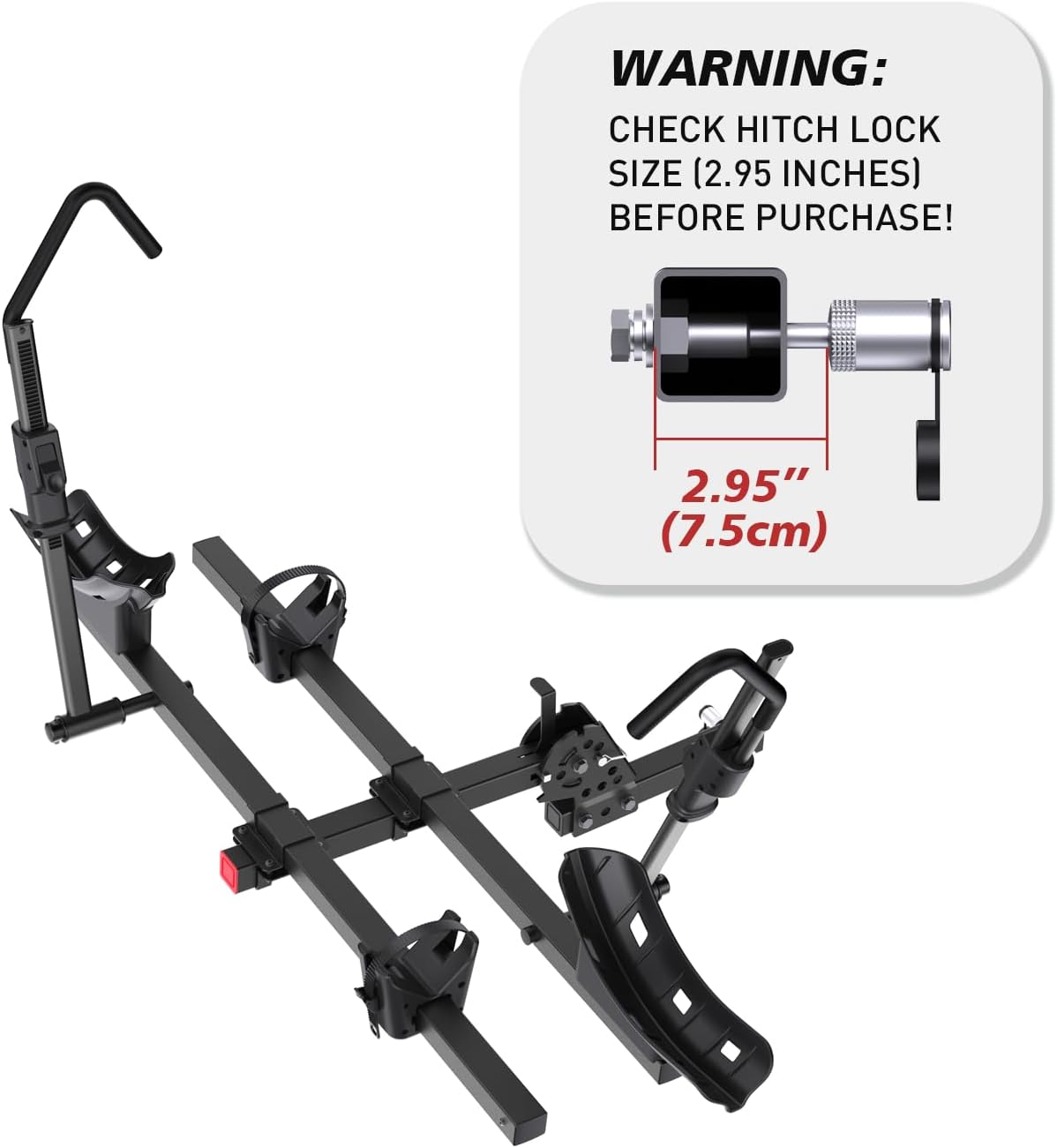 Wheel-Mount 2-Bike Platform Rack Hitch – No Frame Contact Bike Carrier for Car SUV Truck, 200Lbs Heavy Duty for 4.7" Fat Tire E-Bikes, 2" Receiver Tilting Folding Black