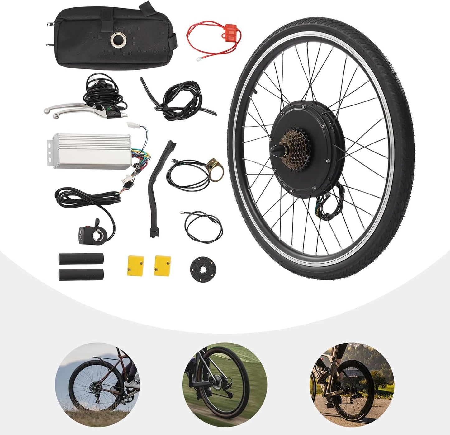 48V 1000W Electric Bike Conversion Kit - 26" Rear Hub Motor with Thumb Throttle & Pedal Assist (PAS) | Complete E-Bike Kit for 26 Inch Bikes