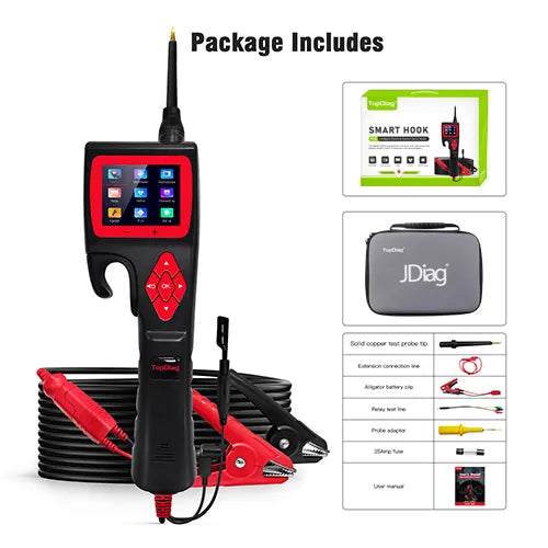 TopDiag P200 Automotive Power Circuit Probe Kit, 12V 24V Electrical Test Tool with Multimeter, Relay Test, Fuel Injector Tester