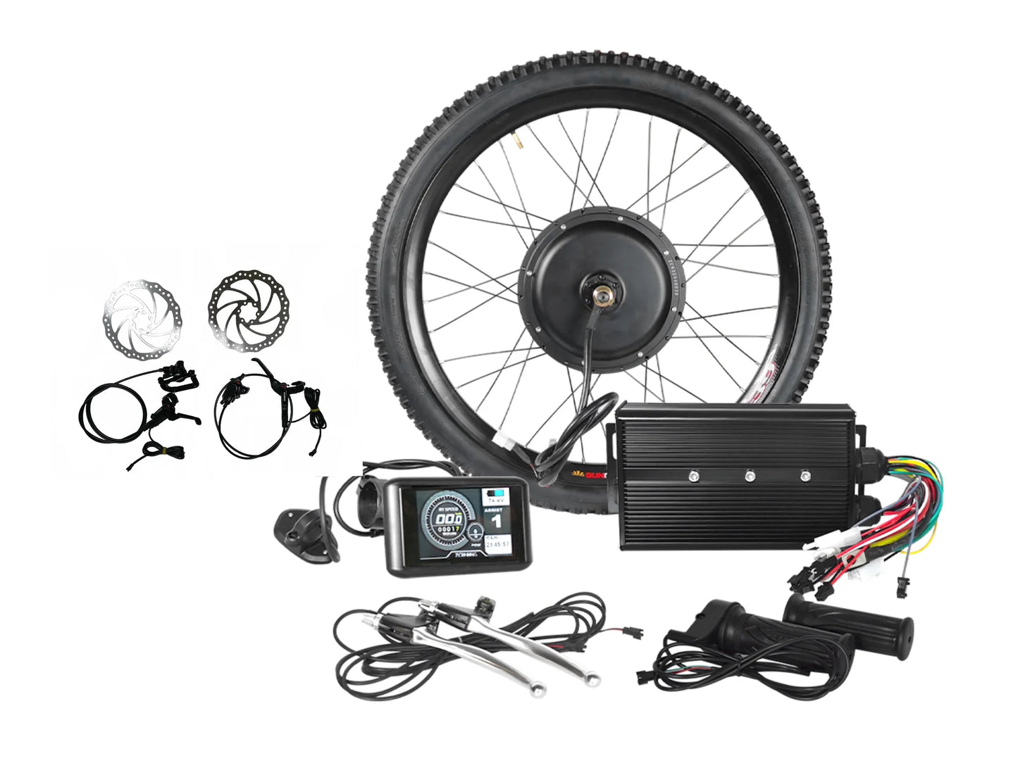 72V 5000W High-Power E-Bike Conversion Kit - Complete Rear Wheel Hub Motor System with 80A Controller & Color TFT Display