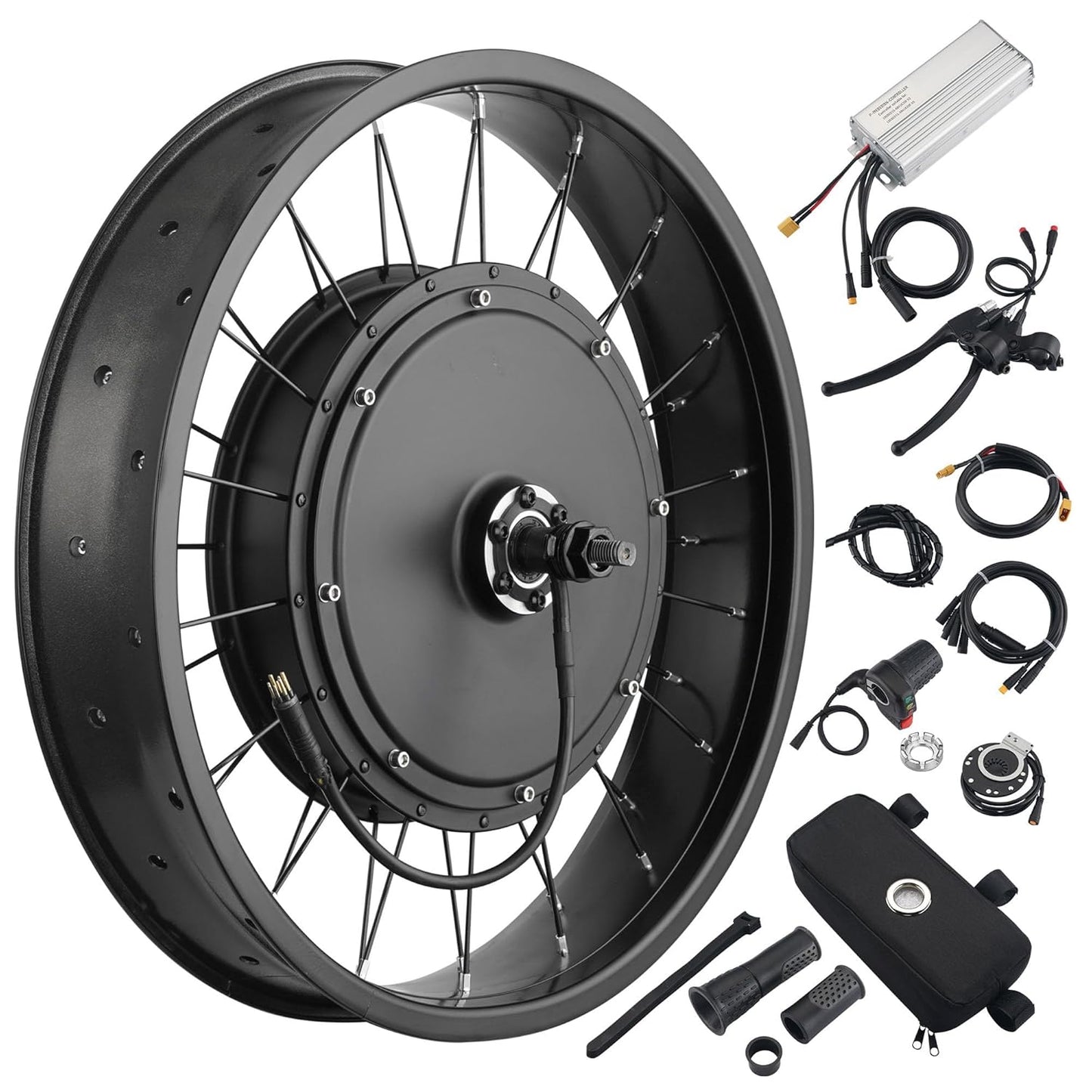 1000W Fat Tire E-Bike Conversion Kit - 20"x4" Front Wheel 48V Hub Motor