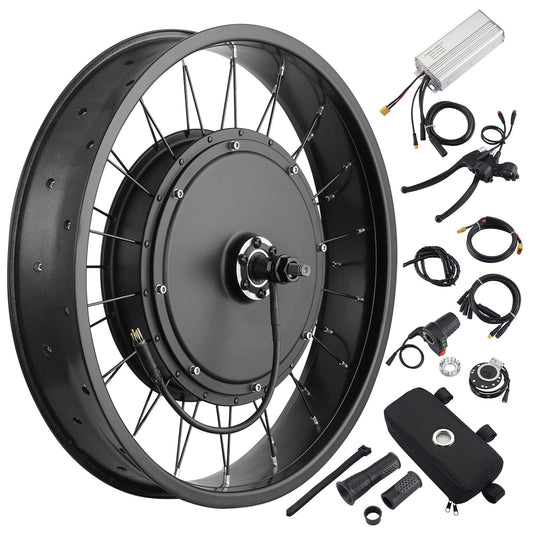 1000W Fat Tire E-Bike Conversion Kit - 20"x4" Front Wheel 48V Hub Motor