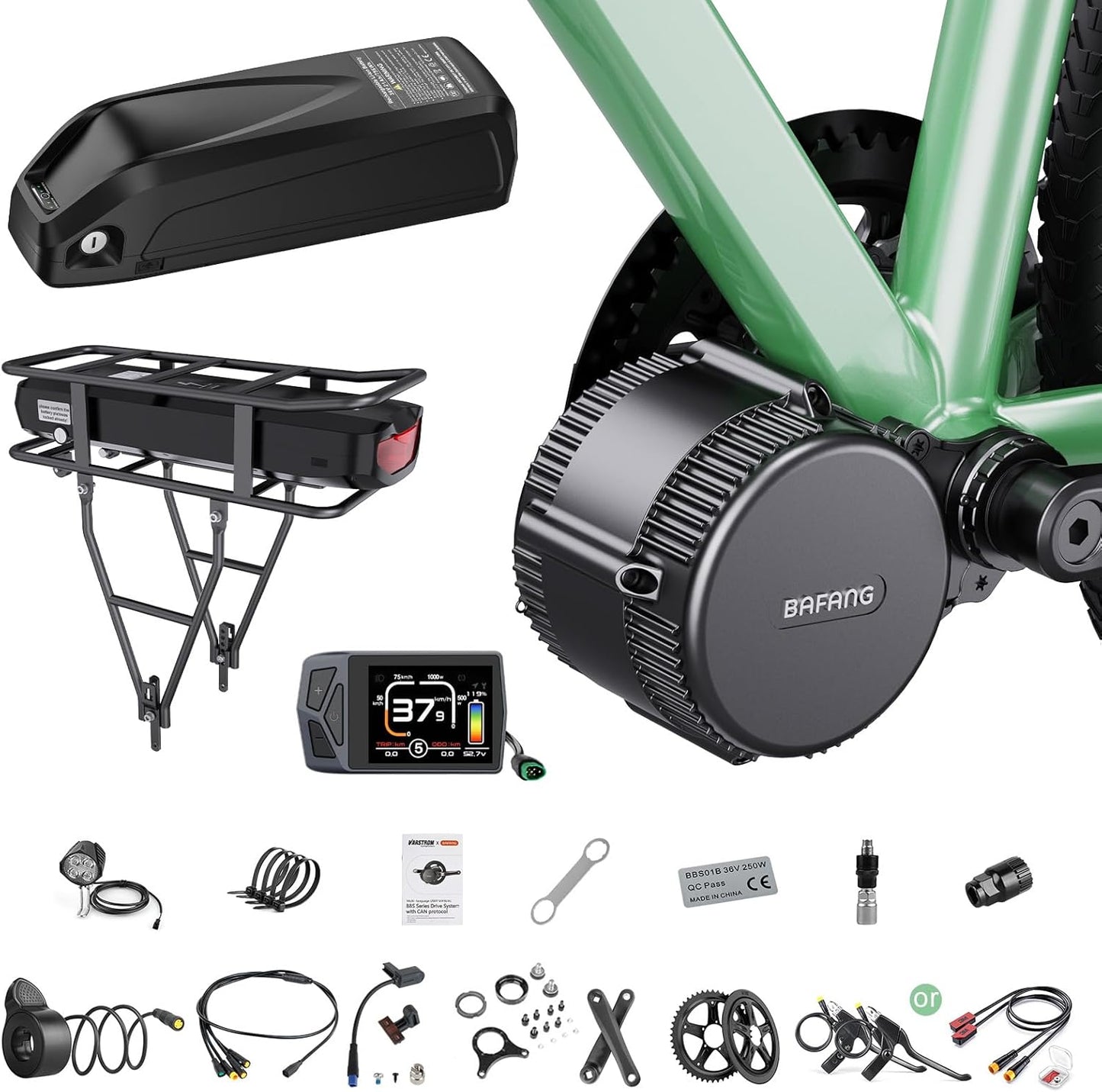 BAFANG BBS02B / BBS-HD Mid Drive E-Bike Kit – 750W/1000W Motor for 68-73mm Frames (Battery Optional)