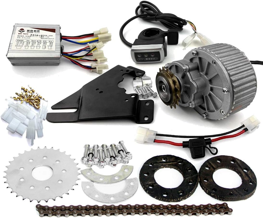 450W Electric Bicycle Left Drive Conversion Kit - Universal Chain Drive Installation for Most City Bikes with Spoke Chain Wheel