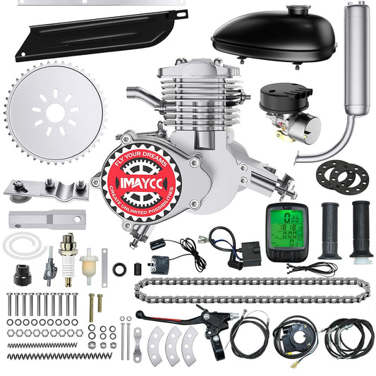 80cc Motorized Bike Kit - 2 Stroke Gas Engine Conversion for 26-28" Bikes (Silver)