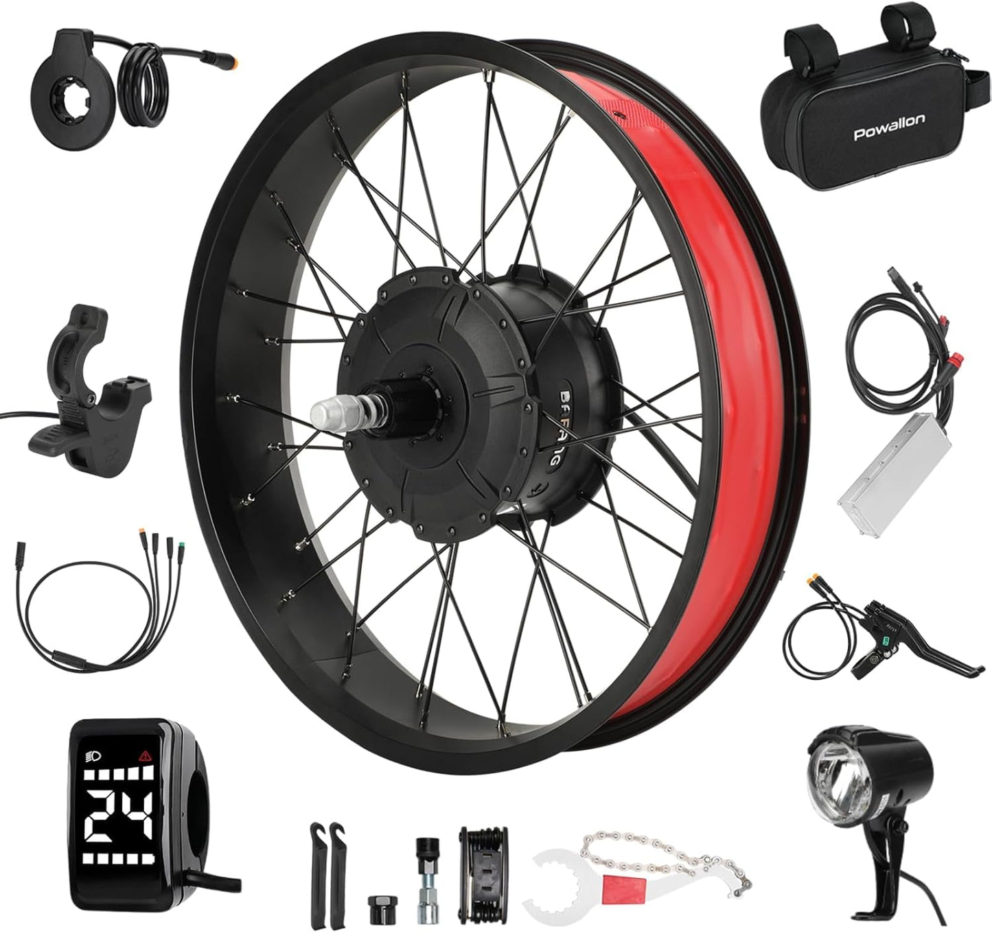 BAFANG G062 48V 750W Fat Tire E-Bike Conversion Kit for Rear Wheel - 20"x4.0" with Cassette & Disc Brake Compatibility, 175mm Hub Motor