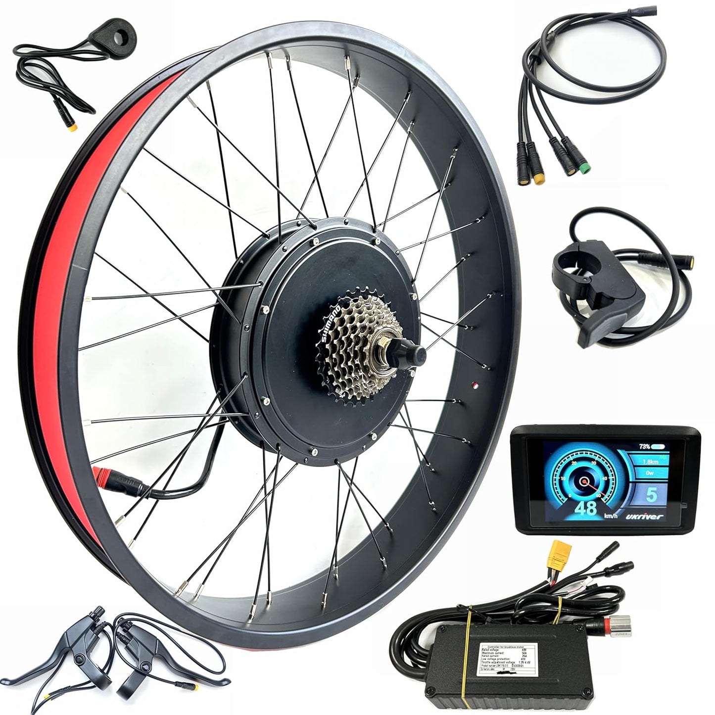 48V 2000W Fat Tire Electric Bike Conversion Kit - Rear Hub Motor with TFT Display