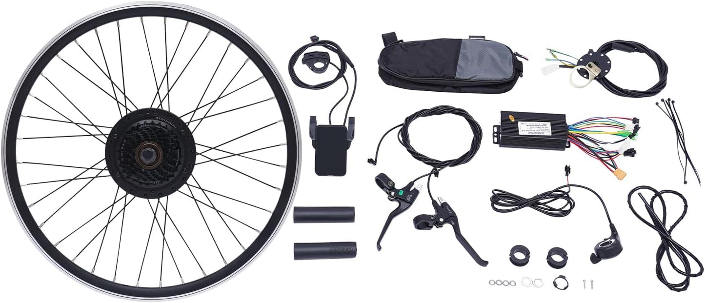 24" Electric Bicycle Motor Kit 500W Brushless Gearless Hub Motor Aluminum Alloy 30-35KM/H 264Lbs Load Capacity E-Bike Conversion Kit