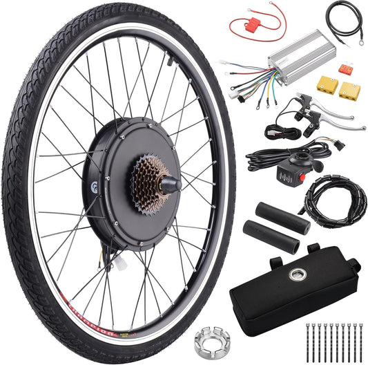AW 48V 1000W Electric Bike Conversion Kit - 26" Front/Rear Wheel Powerful Motor with Dual Mode Controller & Twist/Thumb Throttle | Complete E-Bike Wheel Kit