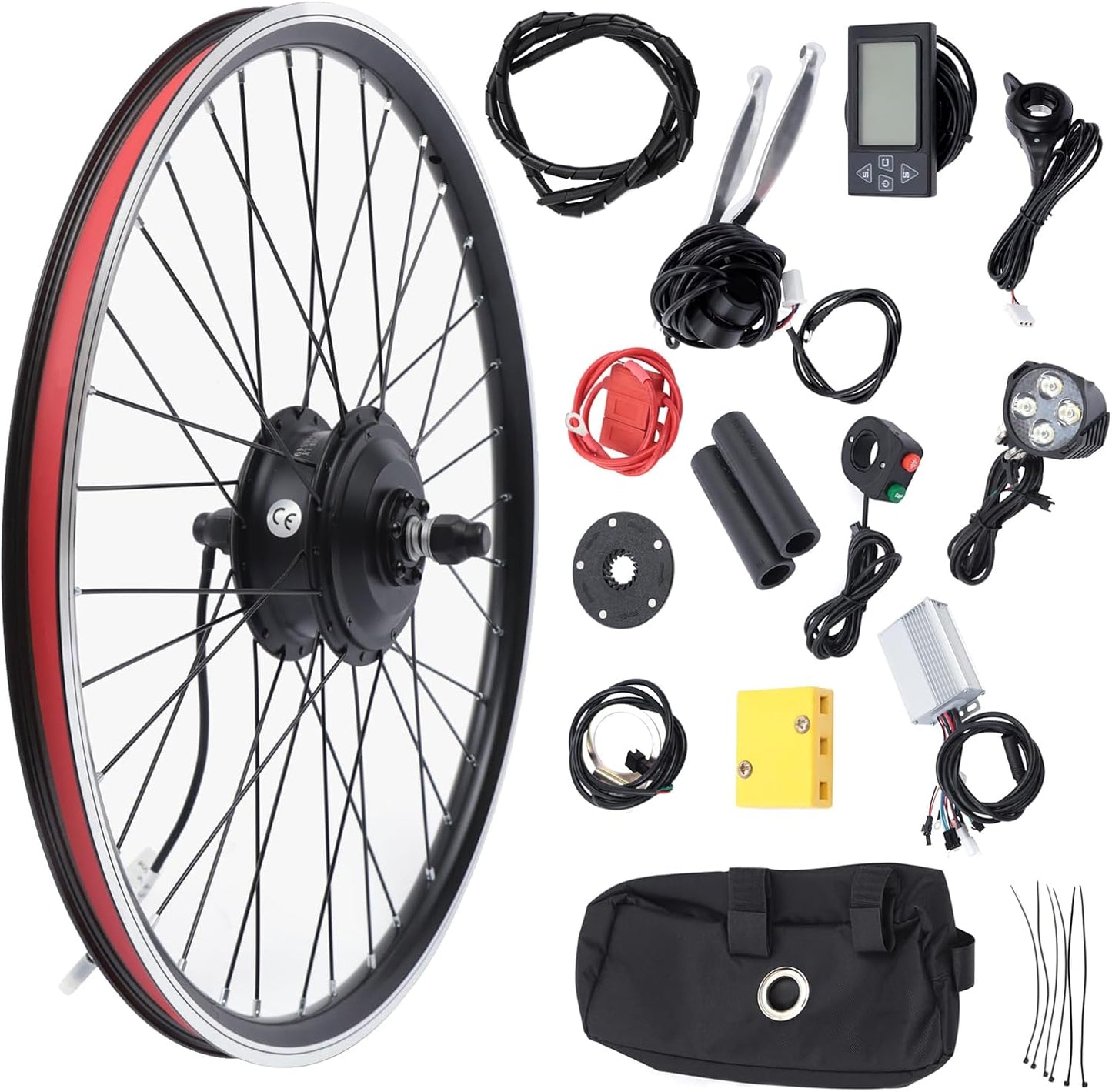 36V 350W Electric Bike Conversion Kit 26 Inch Front Wheel E-Bike Motor Hub Motor Set 5 Speed Adjustable 35 Km/H Electric Bicycle Kit LCD Display Controller for Mountain Bike Road Cycling Commuter