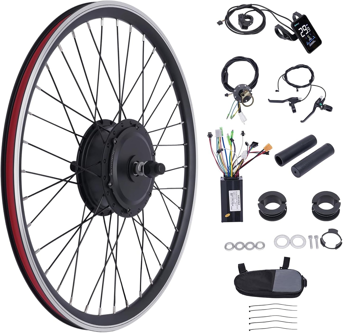 36V 500W Electric Bike Conversion Kit 27.5 Front Wheel Hub Motor E-Bike Kit 5 Speed Adjustable 40km/H LCD Display