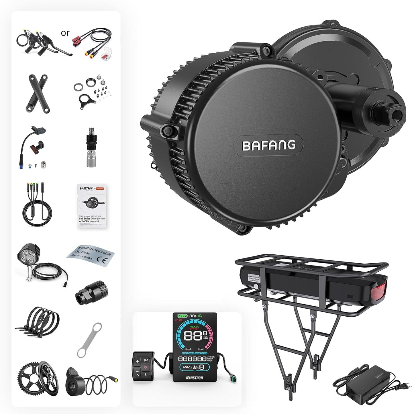 Bafang 750W / 500W / 1000W Mid Drive Ebike Conversion Kit with Optional Battery - BBS HD Motor & Display for Mountain & Road Bikes
