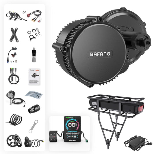 Bafang 750W / 500W / 1000W Mid Drive Ebike Conversion Kit with Optional Battery - BBS HD Motor & Display for Mountain & Road Bikes
