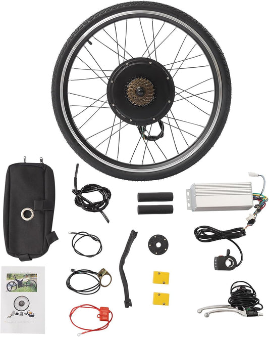 48V 1000W Electric Bicycle Motor Kit 26 Inch Hub Motor Brushless Gearless Rear Wheel Dual Mode Controller Anti Slip Aluminum Magnesium Alloy Rims