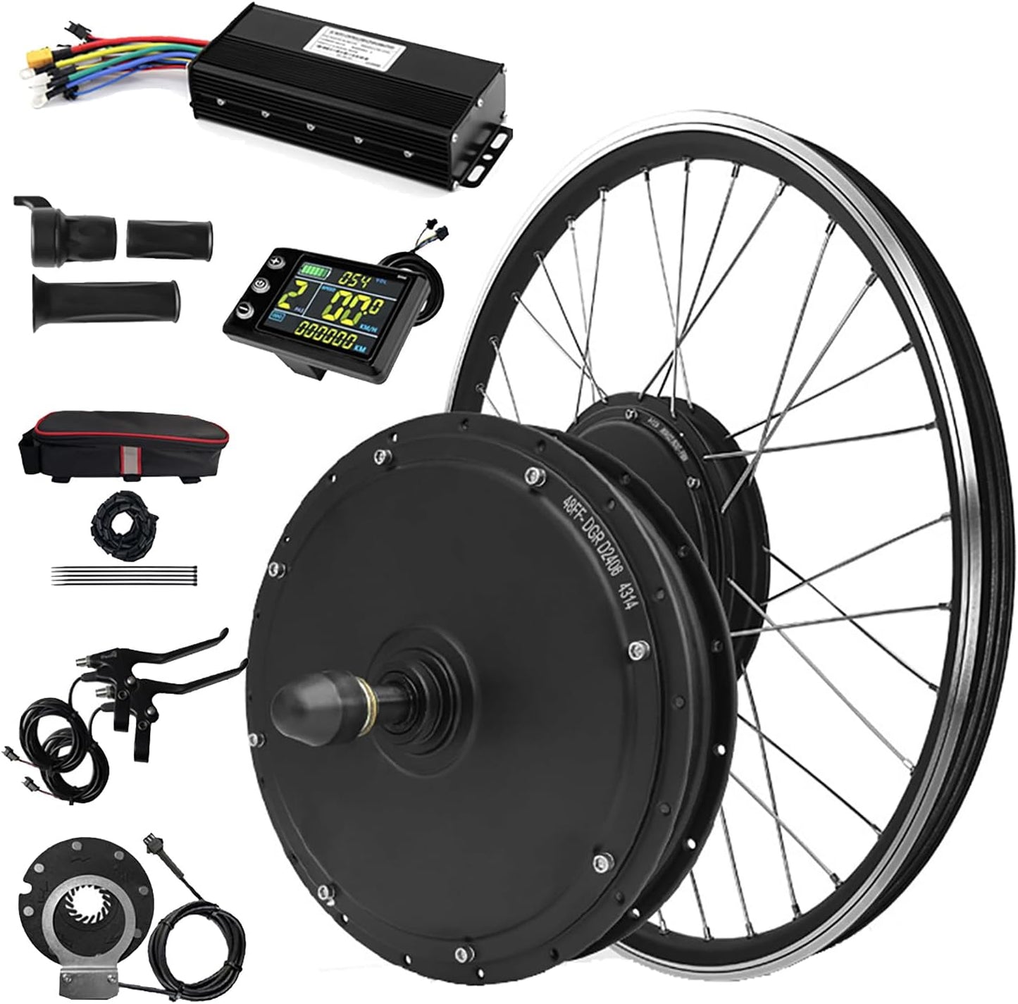 2000W 48V Front Wheel E-Bike Conversion Kit - Fits 20" to 29" Bikes | Includes S866 LCD Display & 40A Controller | Mountain/Road Bike Electric Motor Kit