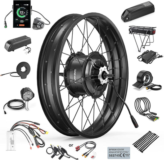 BAFANG 48V 1000W Electric Bike Conversion Kit for 20/26 Inch Fat Tire Bikes - Rear Hub Motor with PAS Sensor, LCD Display Option