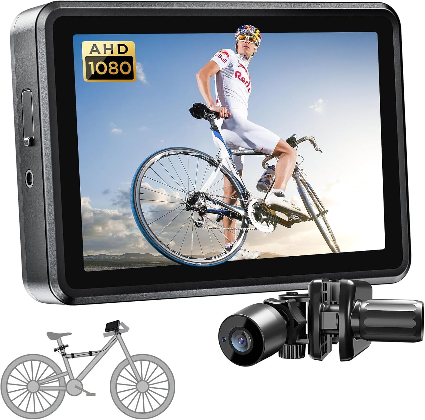 HD Night Vision Bike Mirror with 4.3" Screen | 145° Rear View Camera for Mountain & Road Bicycles
