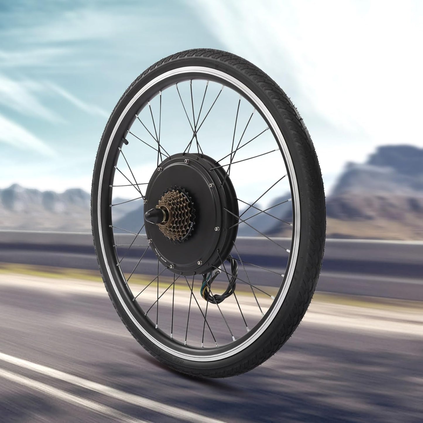 48V 1000W Electric Bicycle Motor Kit 26 Inch Hub Motor Brushless Gearless Rear Wheel Dual Mode Controller Anti Slip Aluminum Magnesium Alloy Rims