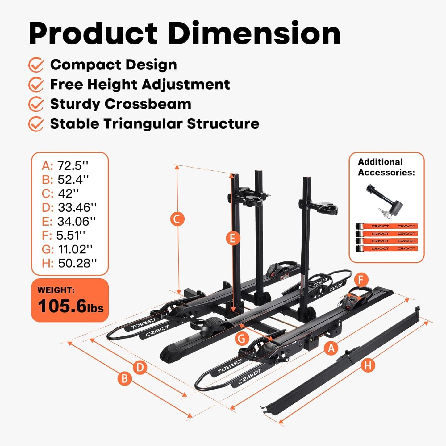 CyberRack S3 E-Bike Rack - 300 lbs Capacity, Tow Hitch 3-Bike Carrier for Heavy Electric & Fat Tire Bikes | Folds Up When Not In Use