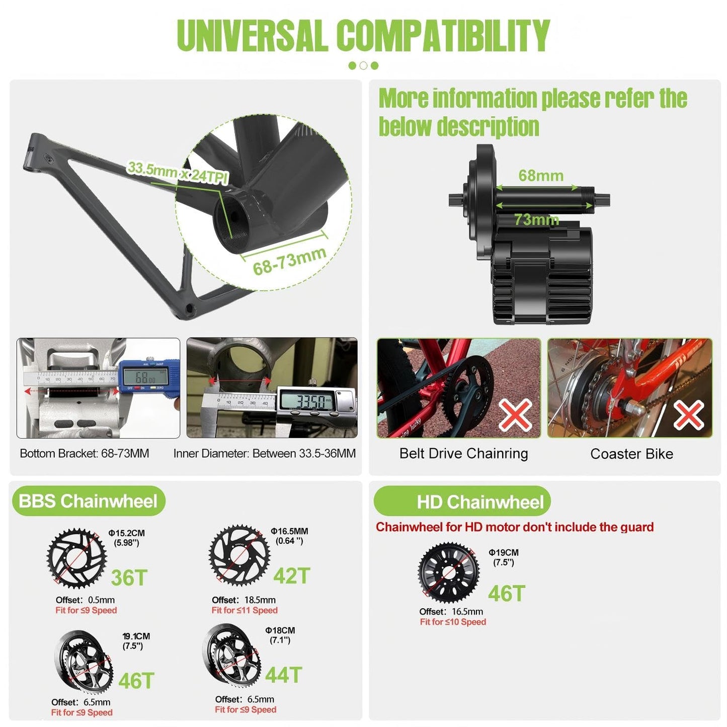 Bafang 750W / 500W / 1000W Mid Drive Ebike Conversion Kit with Optional Battery - BBS HD Motor & Display for Mountain & Road Bikes