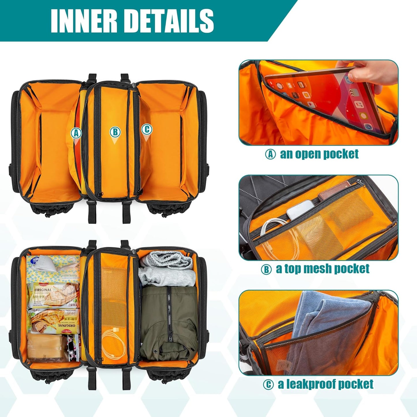 50L Bike Panniers with Rain Cover - Expandable Waterproof Bicycle Saddle Bag, Multi-Pocket Bike Luggage for Commuting & Touring