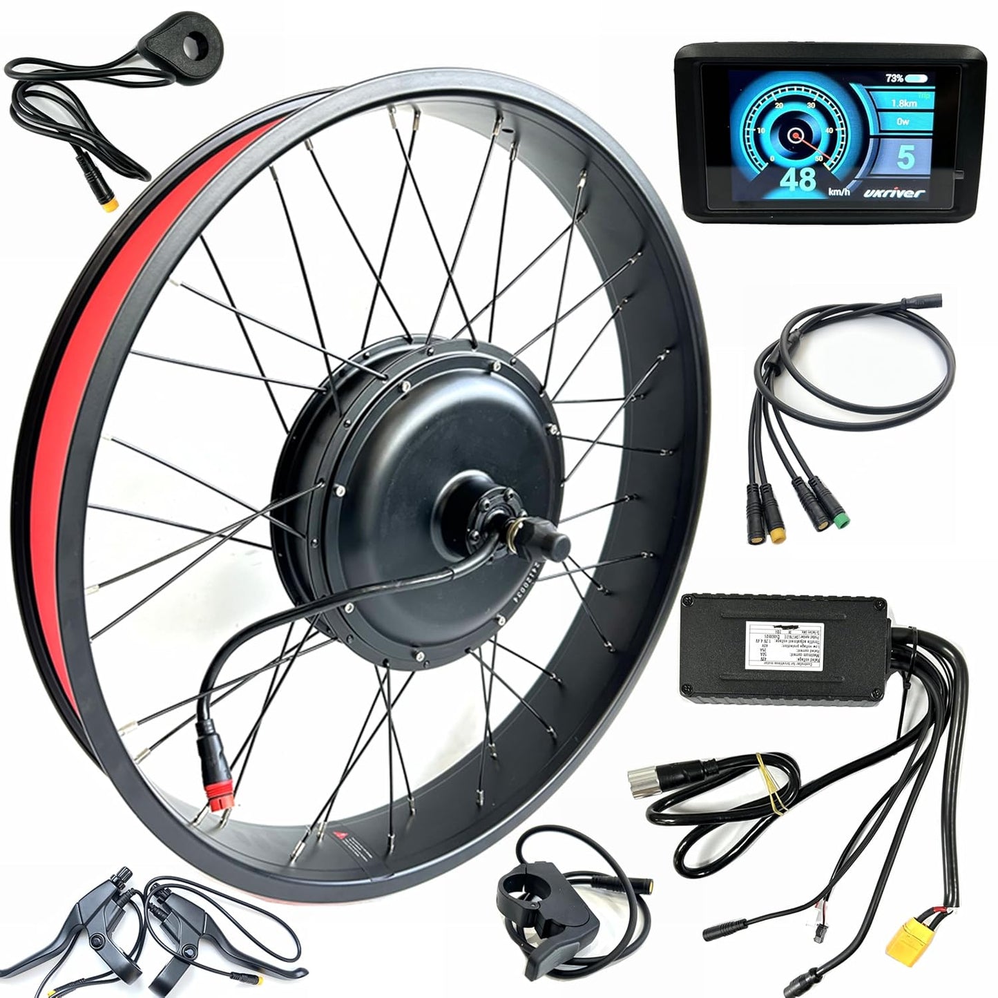 48V 2000W Fat Tire Electric Bike Conversion Kit - Rear Hub Motor with TFT Display