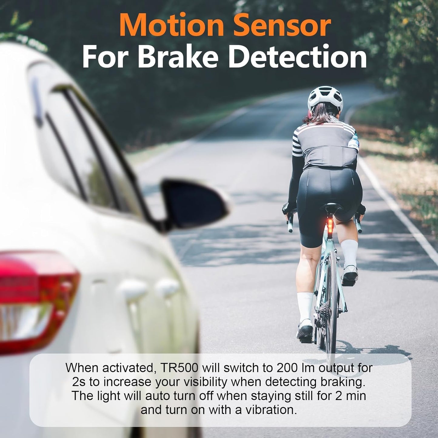 500 Lumens Bike Tail Light with Brake Sensing | USB-C Rechargeable Bicycle Rear Light for Day & Night Riding | 6 Modes, Side Visibility, Fits Round & Aero Seat Posts