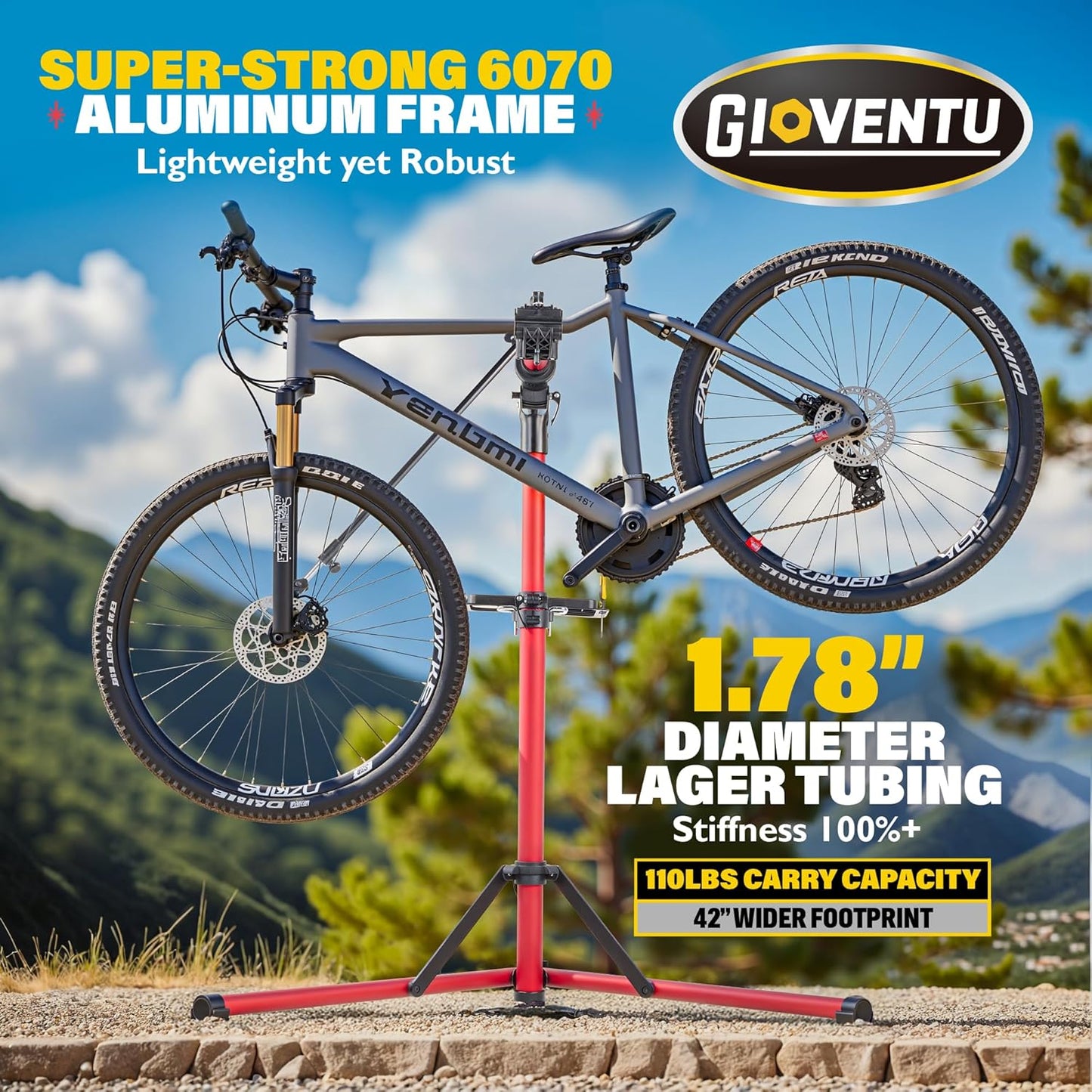 E Bike Repair Stand Bicycle Stand Max 110lbs Heavy Duty Mechanics Workstand Super Strong Clamp for E-Bikes Mountain Bikes Road Bikes Maintenance