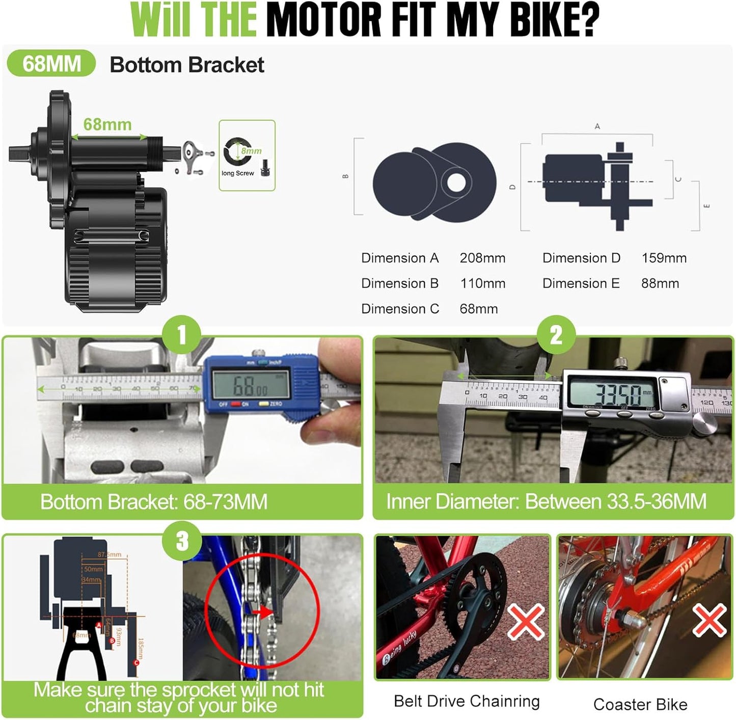 BAFANG Mid Drive Ebike Conversion Kit - 500W/750W/1000W BBS02B HD Motor with LCD Display & Battery | E-Bike Motor Kits
