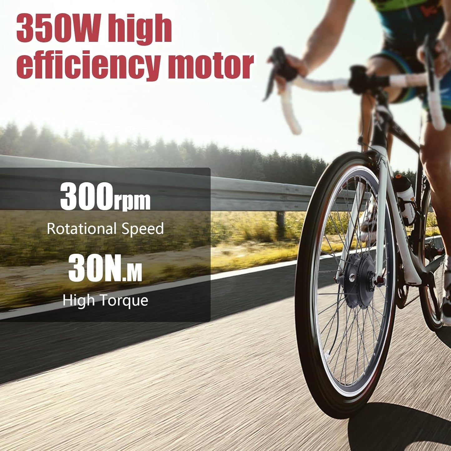 36V 350W Electric Bike Conversion Kit 26 Inch Front Wheel E-Bike Motor Hub Motor Set 5 Speed Adjustable 35 Km/H Electric Bicycle Kit LCD Display Controller for Mountain Bike Road Cycling Commuter