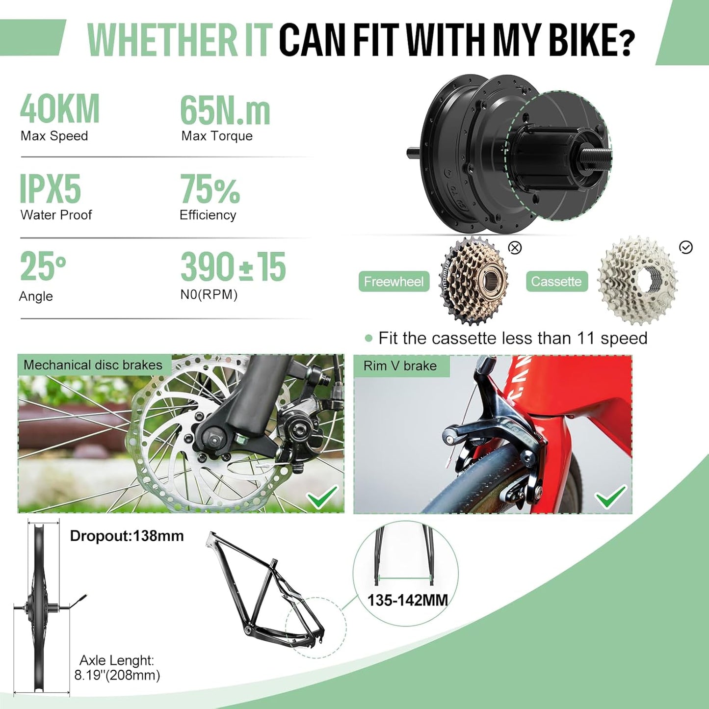 BAFANG Rear Hub Motor Conversion Kit – 48V 500W/750W for 20" to 700C Wheels (Battery & Display Optional)