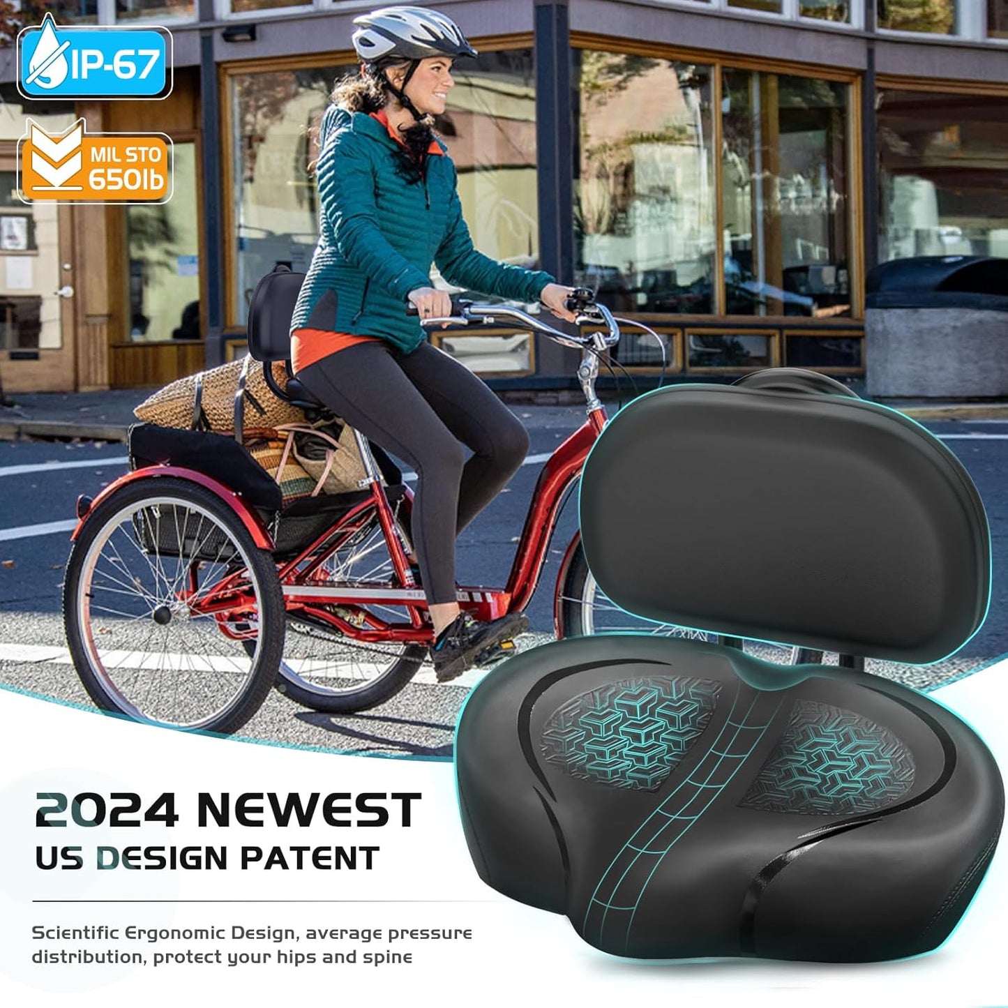 Noseless Bike Seat Cushion Extra Wide Comfort for Men Women Peloton Exercise Bike