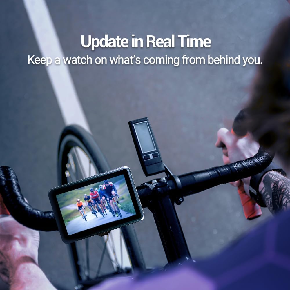 HD Night Vision Bike Mirror with 4.3" Screen | 145° Rear View Camera for Mountain & Road Bicycles