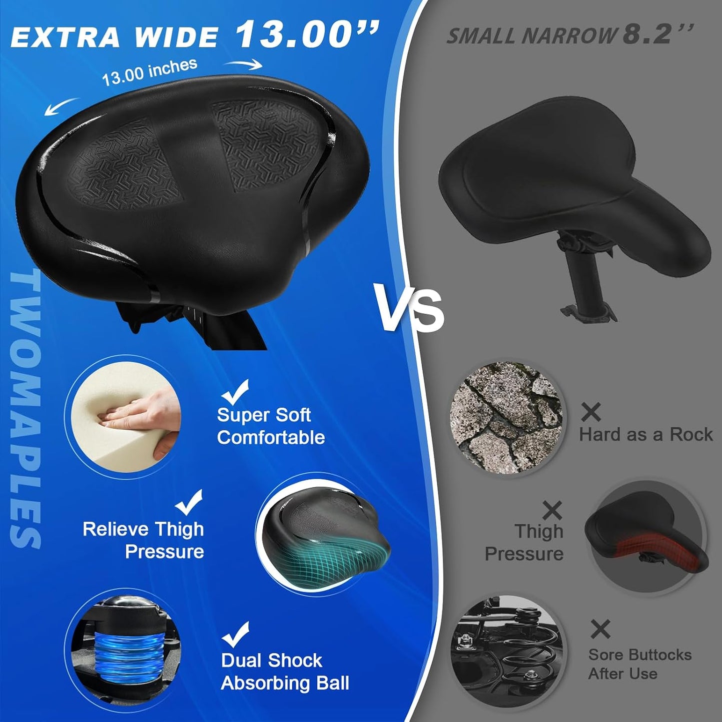 Noseless Bike Seat Cushion Wide Comfort for Men Women Peloton Exercise Bike Saddle