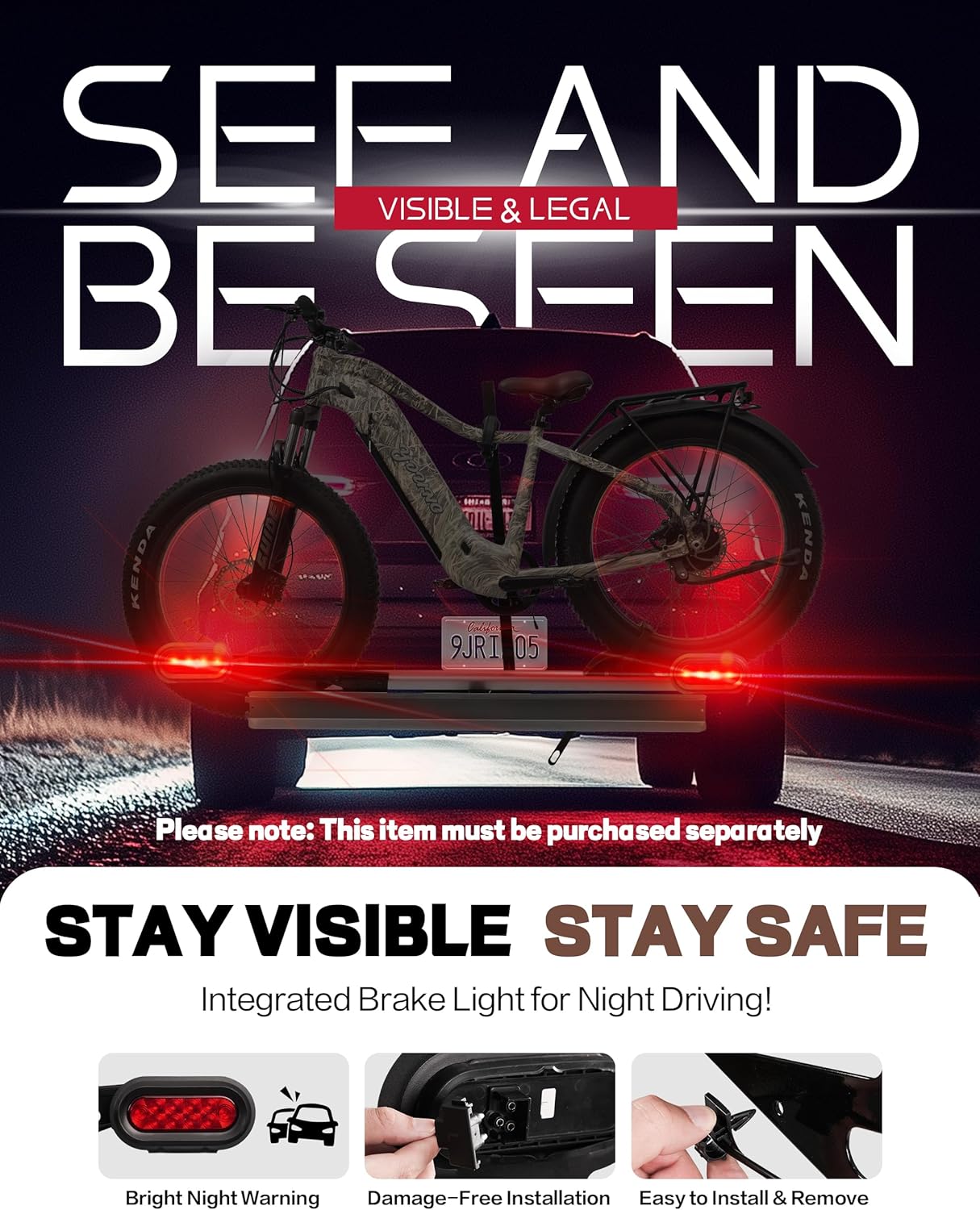 E-Bike Rack with Ramp – 200 lbs Capacity Hitch 2 Bike Rack, Foldable Platform Carrier for Cars Trucks SUVs Minivans, Up to 5" Fat Tire, 2" Receiver