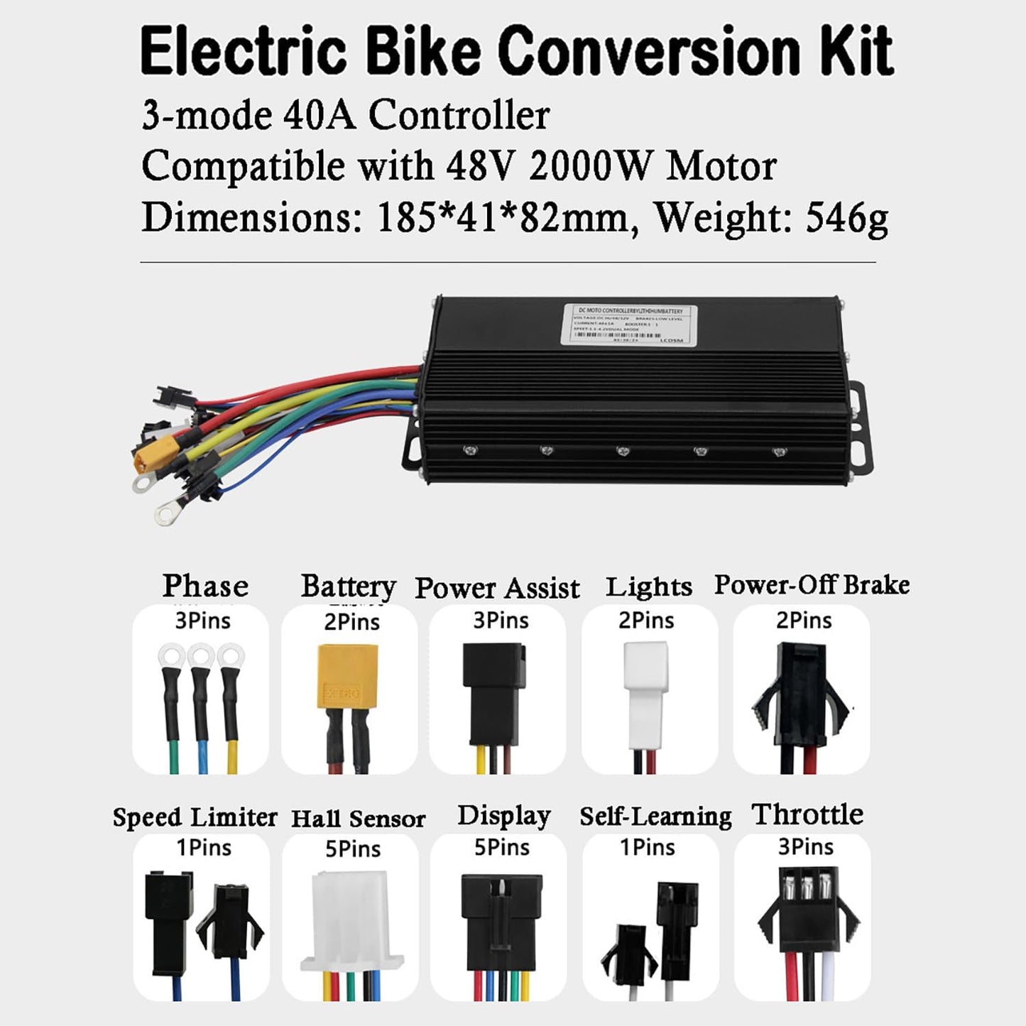 2000W 48V Front Wheel E-Bike Conversion Kit - Fits 20" to 29" Bikes | Includes S866 LCD Display & 40A Controller | Mountain/Road Bike Electric Motor Kit