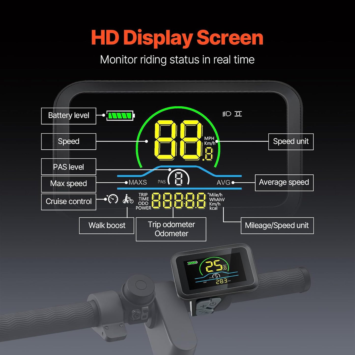 1000W Electric Bike Conversion Kit with LCD & PAS - 48V Front Hub Motor