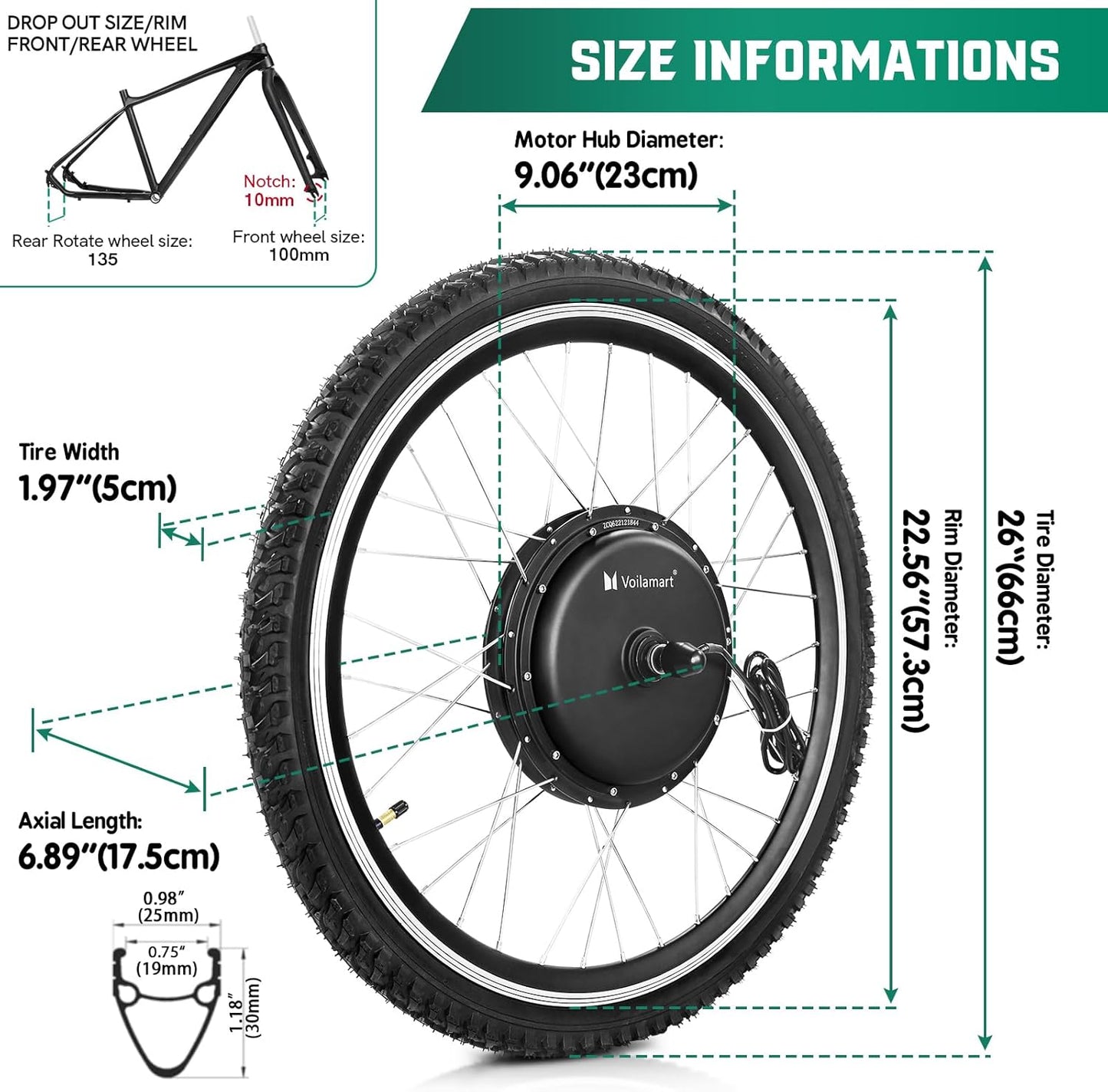 36V 26" Electric Bike Conversion Kit with Intelligent Controller & PAS System