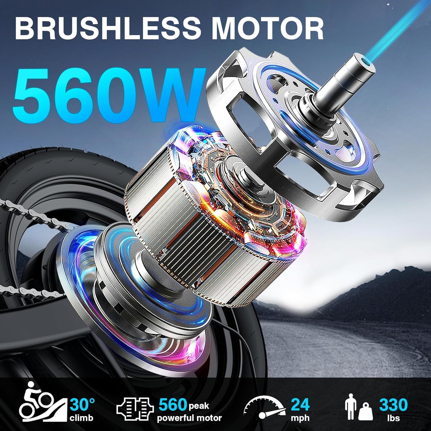 Electric Bike for Adults and Teens 14" Foldable Mini Electric Bicycle 520W-560W Motor 20-24MPH 32 Miles Range 48V 10Ah Battery 3-Level Pedal Assist UL 2849 Certified