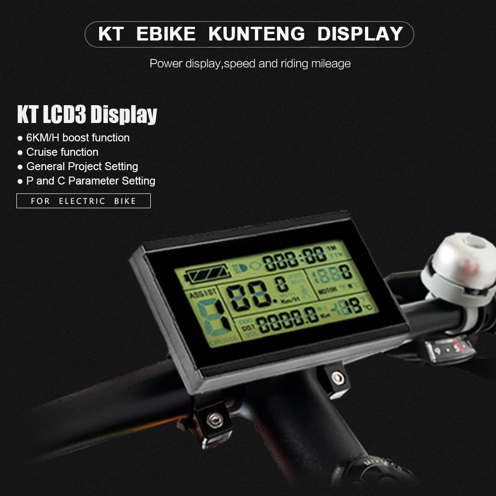 48V 1500W E-Bike Conversion Kit with KT-35A Sine Wave Controller, LCD Display & Tire