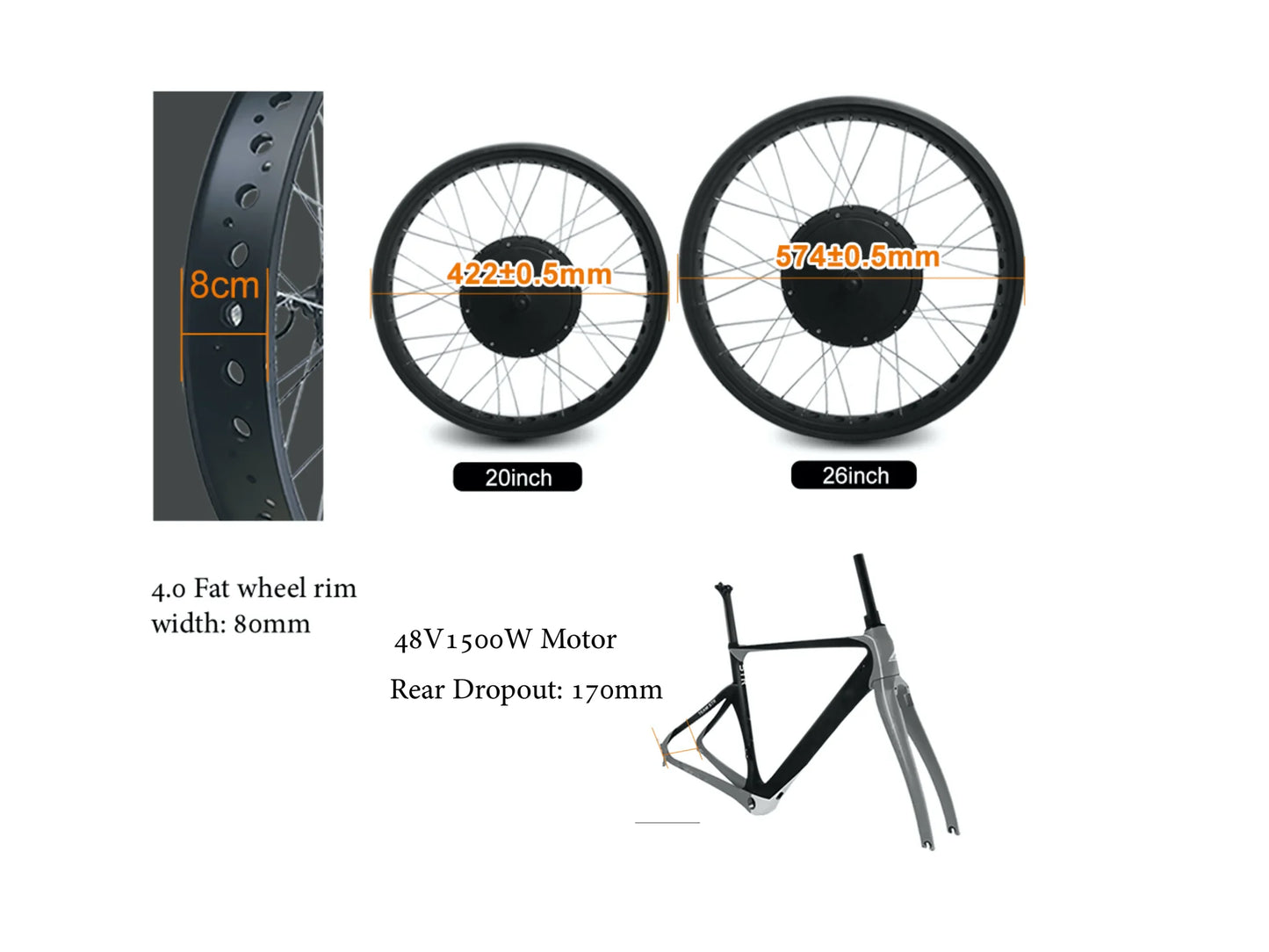 1500W 48V Fat Tire E-Bike Conversion Kit – KT LCD & Sine Wave Controller