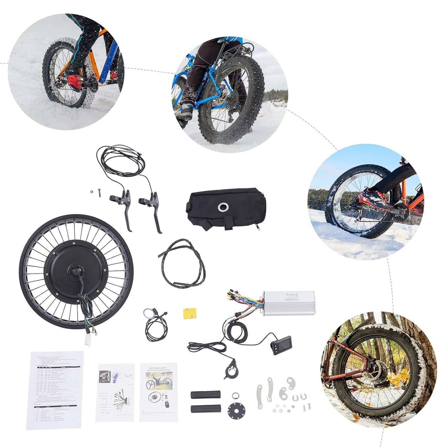 20 Inch Fat Tire Electric Bike Conversion Kit | 48V 2000W Rear Hub Motor with LCD Display