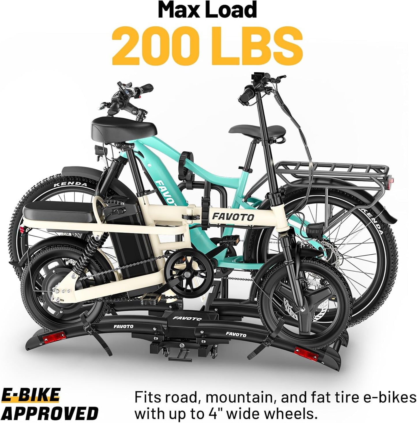 200 lbs Bike Rack for Car with Ramp – 2-Bike Hitch Mount for E-Bikes, Foldable & Tilt-Back, Fits 2" Receiver SUV Truck