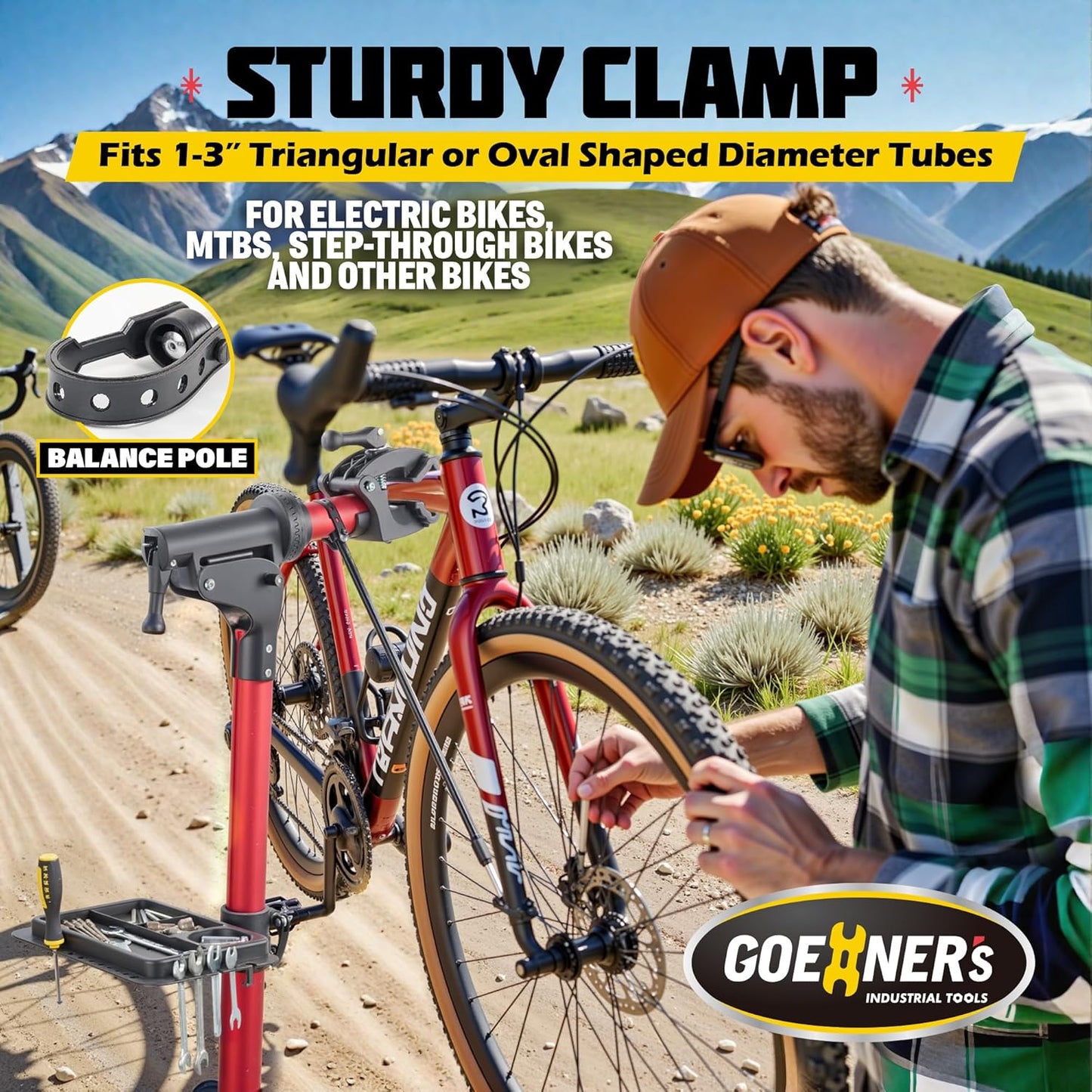 E Bike Repair Stand Bicycle Stand Max 110lbs Heavy Duty Mechanics Workstand Super Strong Clamp for E-Bikes Mountain Bikes Road Bikes Maintenance