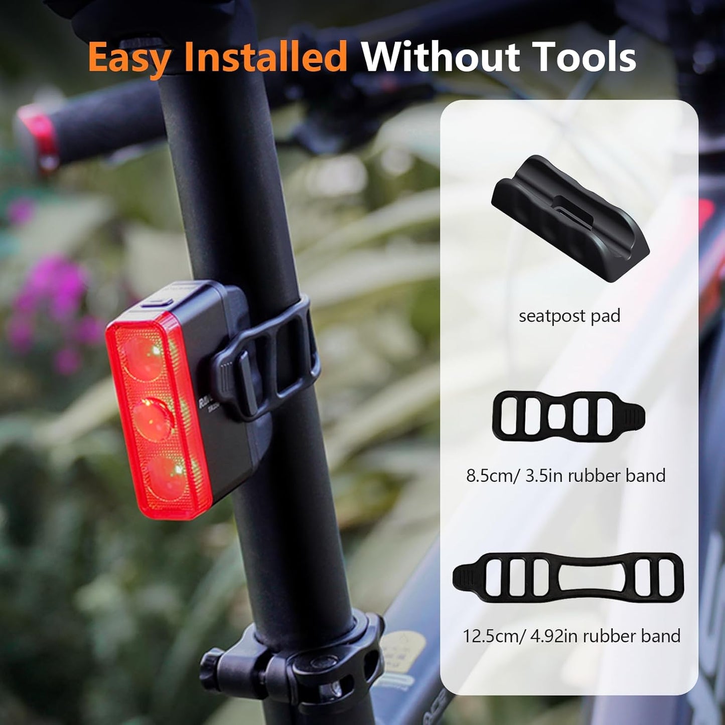 500 Lumens Bike Tail Light with Brake Sensing | USB-C Rechargeable Bicycle Rear Light for Day & Night Riding | 6 Modes, Side Visibility, Fits Round & Aero Seat Posts