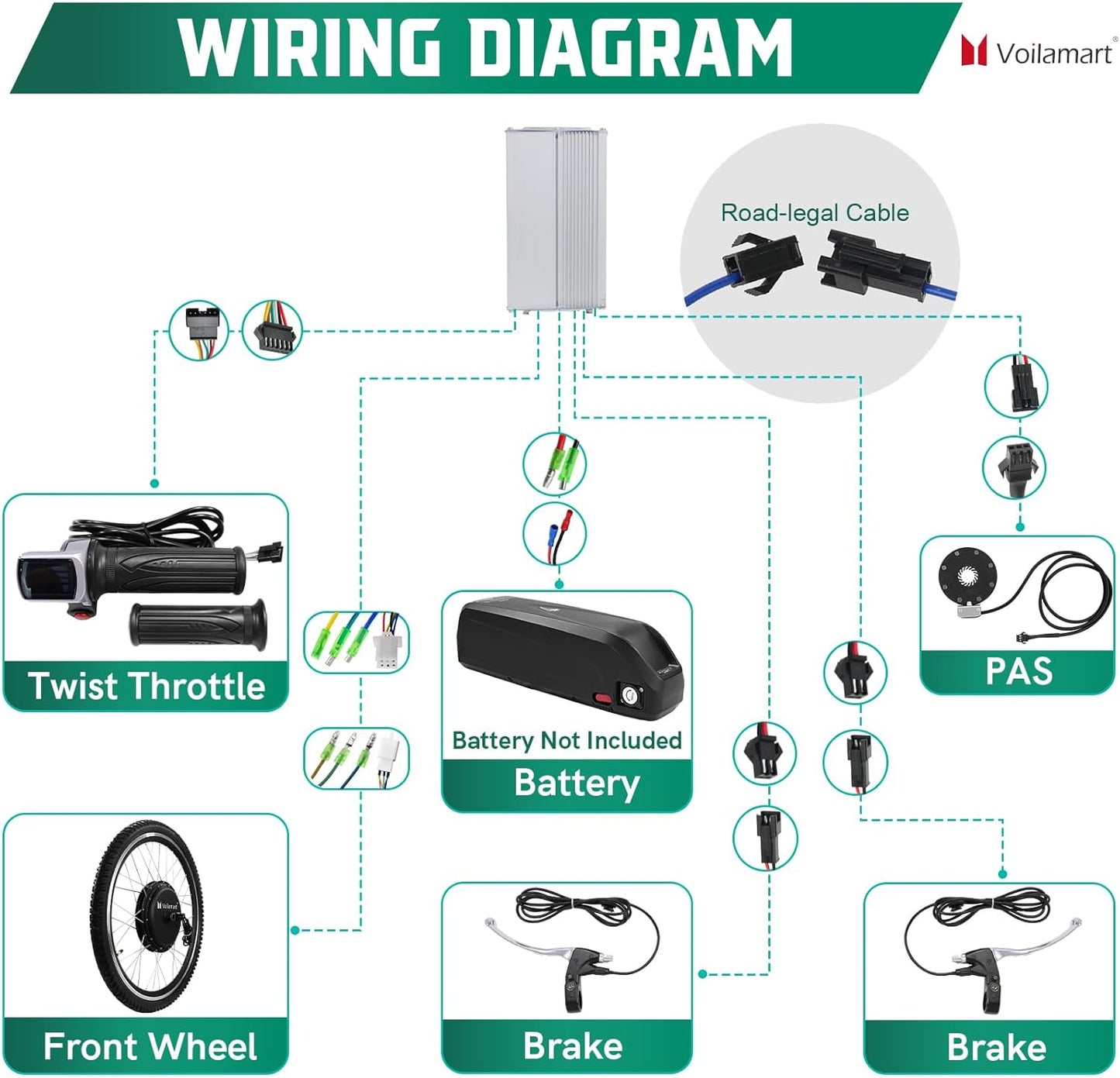 36V 26" Electric Bike Conversion Kit with Intelligent Controller & PAS System