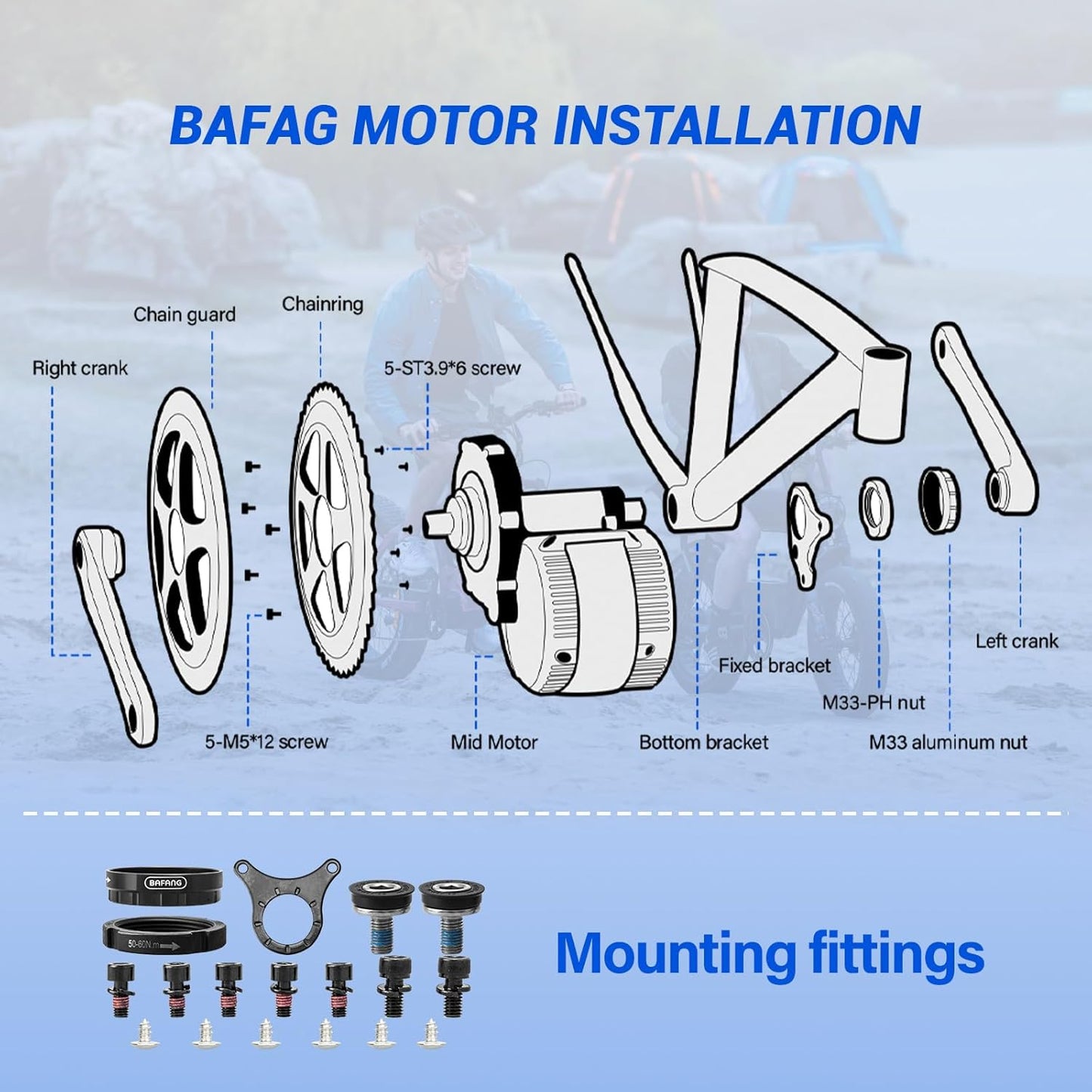 BAFANG Mid Drive Motor Unit (UART) | 36V/48V 250W to 1000W | BBS01B / BBS02B / BBSHD Bare Motor for DIY Ebike Conversions (68mm BB)